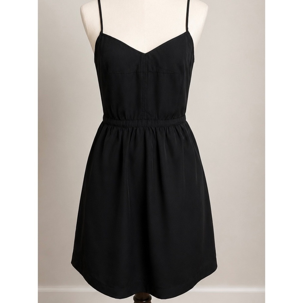 J.Crew Black Spaghetti Strap V-Neck Pocket Dress Womens 4